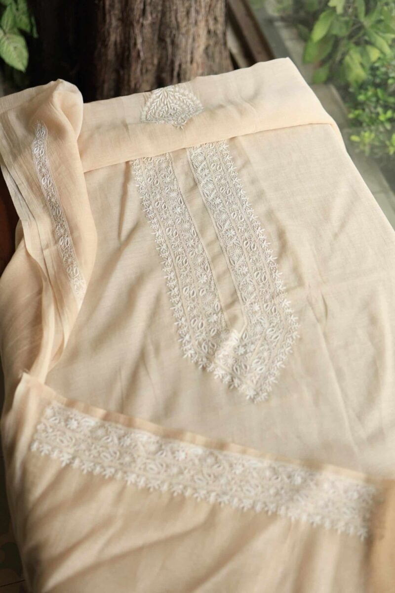 Malmal Chikankari Unstitched Men's Kurtas Fabrics