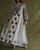 Monochrome Black & White Malmal Pearl Work Chikankari Anarkali With Dupatta