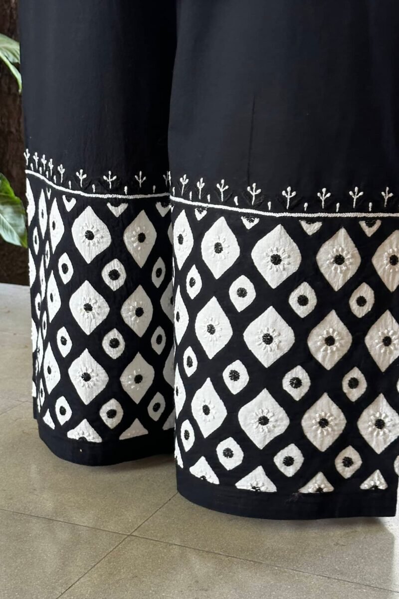 Black & White Daraz Chikankari Palazzo Pants