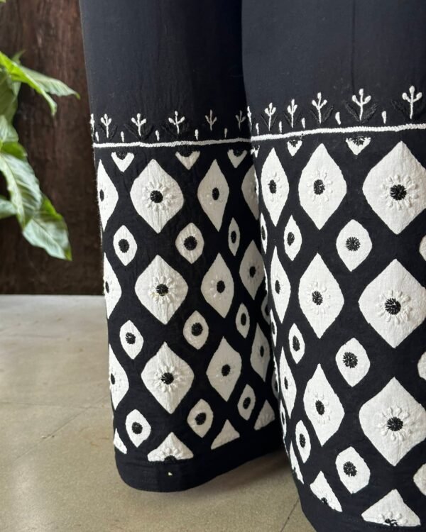 Black & White Daraz Chikankari Palazzo Pants - Image 2