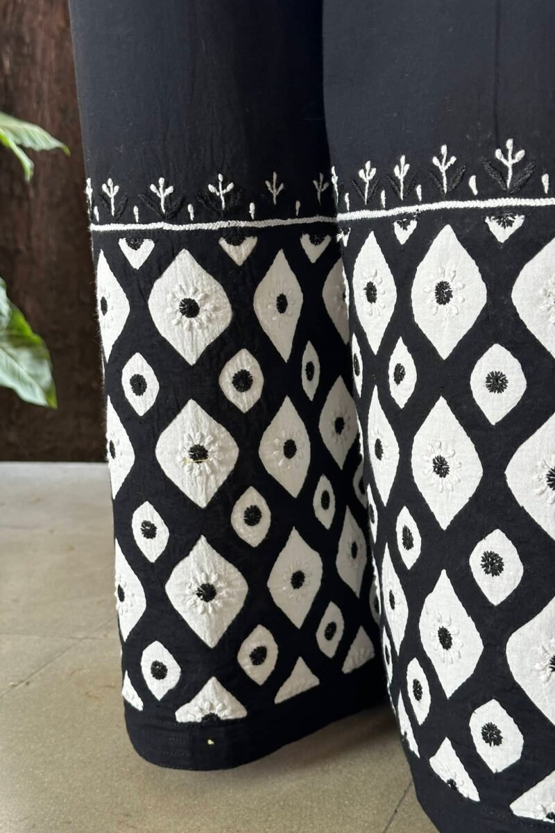 Black & White Daraz Chikankari Palazzo Pants
