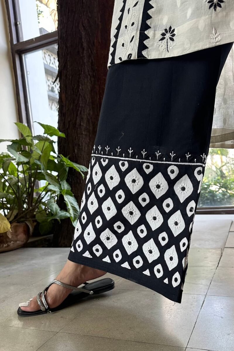 Black & White Daraz Chikankari Palazzo Pants