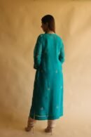 Teal Green Noor Organza Silk Chikankari With Mukaish Kamdani Work Kurta Dupatta Set