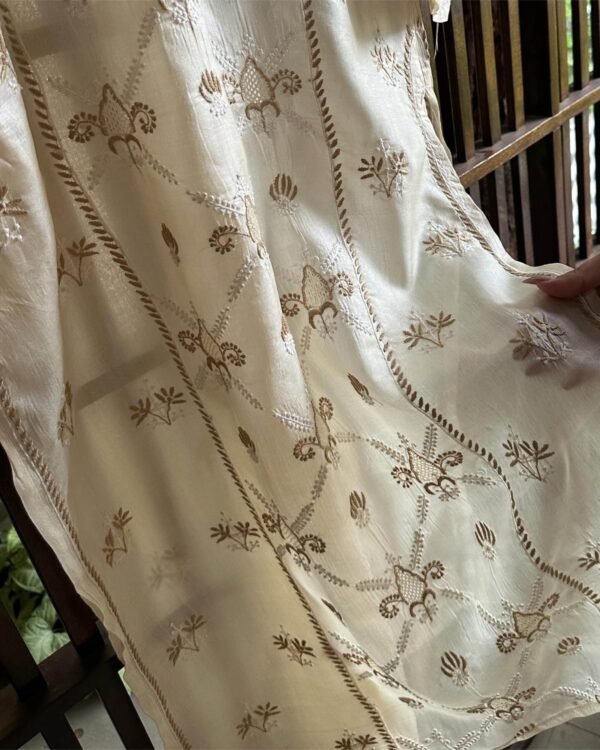 Mulberry Silk Resham Chikankari Ready To Wear Kurta - Image 5