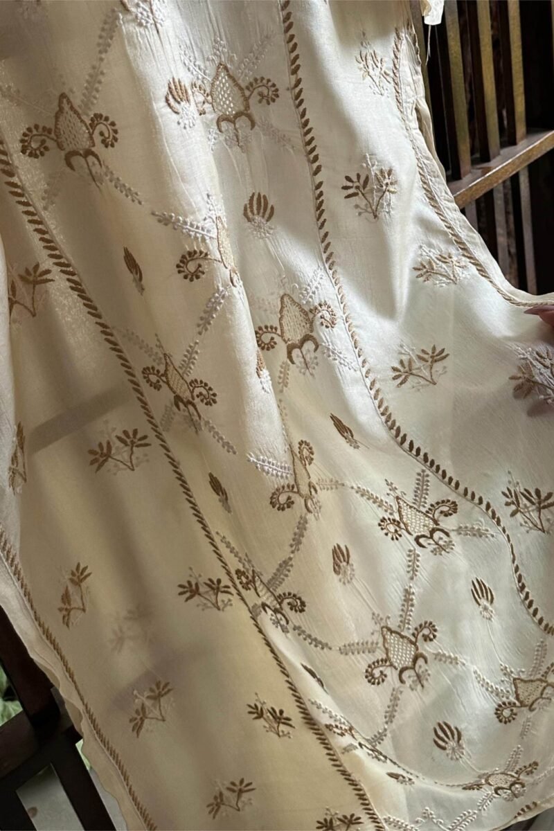 Mulberry Silk Resham Chikankari Ready To Wear Kurta