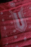 Carrot Pink Muslin Chikankari Unstitched Kurta Fabrics