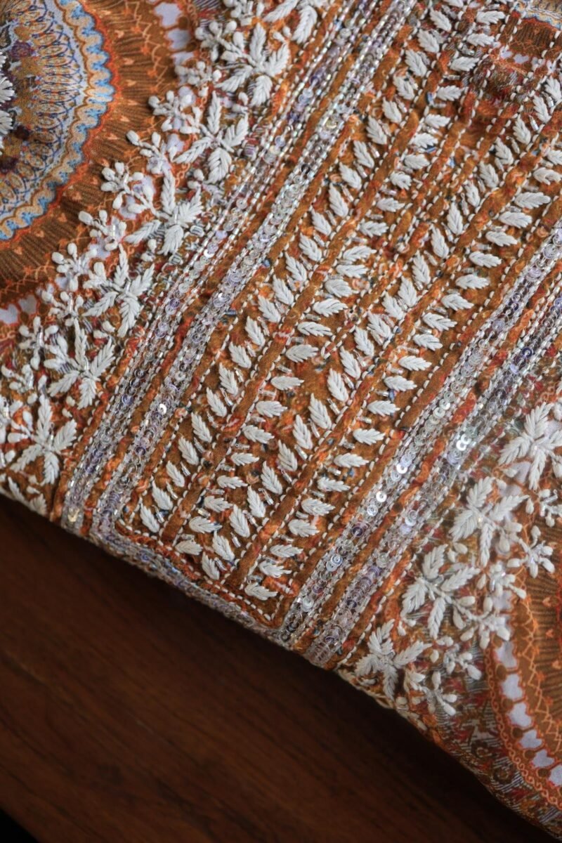 Mustard Muslin Chikankari Kurta Fabrics