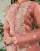 Noor Organza Chikankari Frill Collar Ready To Wear Short Top