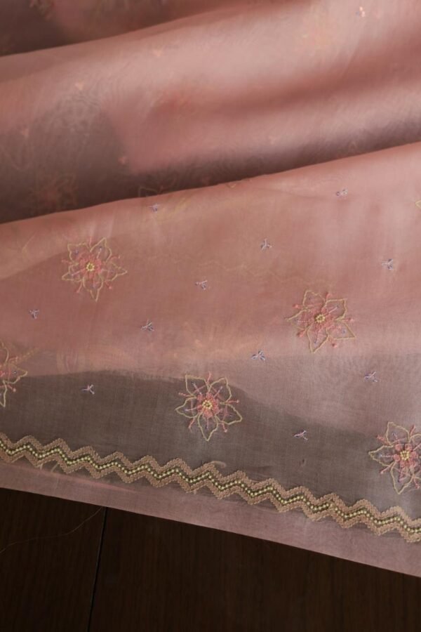 Noor Organza Silk Chikankari Fabrics - Image 11