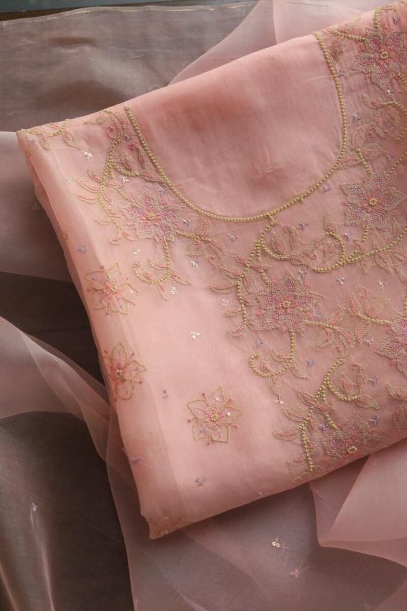 Noor Organza Silk Chikankari Fabrics