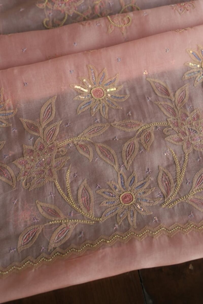 Noor Organza Silk Chikankari Fabrics
