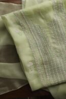 Noor Organza Silk Chikankari Mukaish Kamdani Unstitched Fabric