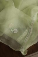 Noor Organza Silk Chikankari Mukaish Kamdani Unstitched Fabric