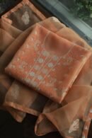 Noor Organza Silk Chikankari Mukaish Kamdani Unstitched Fabric
