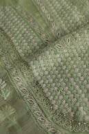 Noor Organza Silk Chikankari Mukaish Kamdani Unstitched Fabric