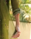Forest Green Noor Organza Silk Chikankari Straight Cut Kurta Dupatta Set
