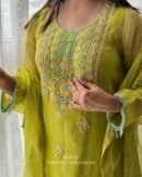 Noor Organza Silk Zardosi Work Fine Resham Chikankari Kurta Set