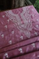 Old Mauve Mal Cotton Chikankari Unstitched Kurta Dupatta Fabrics With Kamdani