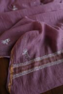 Old Mauve Mal Cotton Chikankari Unstitched Kurta Dupatta Fabrics With Kamdani