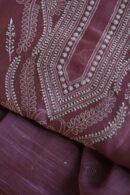 Old Mauve Mal Cotton Chikankari Unstitched Kurta Dupatta Fabrics With Kamdani