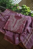Old Mauve Mal Cotton Chikankari Unstitched Kurta Dupatta Fabrics With Kamdani