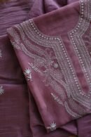 Old Mauve Mal Cotton Chikankari Unstitched Kurta Dupatta Fabrics With Kamdani