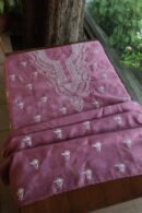 Old Mauve Mal Cotton Chikankari Unstitched Kurta Dupatta Fabrics With Kamdani