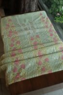 Olive Green Noor Organza Silk Chikankari With Mukaish Kamdani Fabric