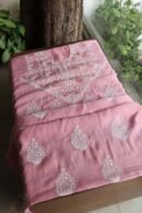 Onion Pink Daraz Chanderi Chikankari Kurta Fabrics