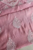 Onion Pink Daraz Chanderi Chikankari Kurta Fabrics