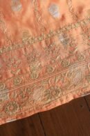 Orange Salmon Banarasi Zari Chanderi Unstitched Chikankari Fabrics
