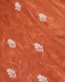 Orange Mal Chanderi Silk Chikankari With Sequins Unstitched Kurta Dupatta Set