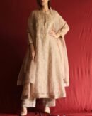 Pastel Beige Noor Organza Chikankari Anarkali With Dupatta