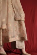 Pastel Beige Noor Organza Chikankari Anarkali With Dupatta