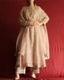 Pastel Beige Noor Organza Chikankari Anarkali With Dupatta