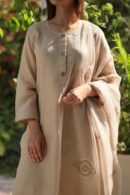 Pastel Beige Zari Kota Ready to Wear Kurta Set