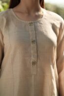 Pastel Beige Zari Kota Ready to Wear Kurta Set