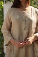 Pastel Beige Zari Kota Ready to Wear Kurta Set