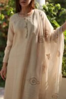 Pastel Beige Zari Kota Ready to Wear Kurta Set