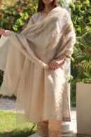 Pastel Beige Zari Kota Ready to Wear Kurta Set