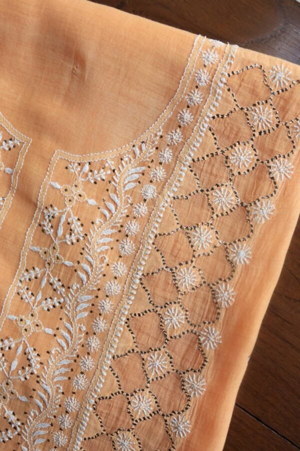 Peach Daraz Chanderi Chikankari Kurta Fabrics - Image 4