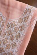 Peach Daraz Chanderi Chikankari Kurta Fabrics