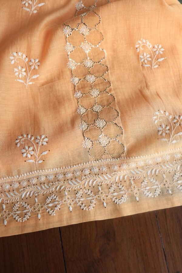 Peach Daraz Chanderi Chikankari Kurta Fabrics - Image 6