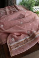 Peach Malmals Pearl Work Chikankari Fabrics