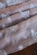 Peach Noor Organza Silk Chikankari Unstitched Kurta Dupatta Set