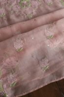 Peach Noor Organza Silk Chikankari Unstitched Kurta Dupatta Set