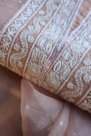 Peach Noor Organza Silk Chikankari Unstitched Kurta Dupatta Set