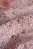 Peach Paper Tussar Resham Chikankari Unstitched Kurta Dupatta Set