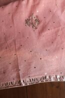 Peach Roheen Tissue Silk Mukaish Badla Fabric