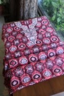 Pink & Black Soft Cotton Printed Unstitched Kurta Dupatta Set with Chikankari & Sequin Work